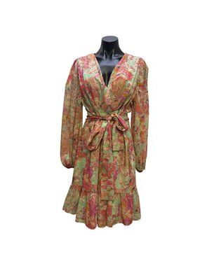 NWT Alex Marie Floral Print Pink & Mint  Long Sleeve Dress 12